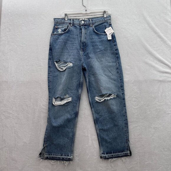 Free People Denim - Free People Jeans Womens 31x25 Blue Straight Leg Distresseds High Rise